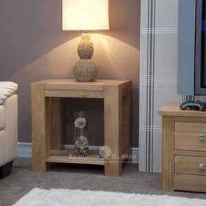 Newmarket square edge chunky oak lamp table
