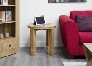 Newmarket solid round chunky lamp table on four legs