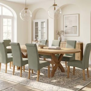 Melford WIDE Oval X Leg dining table